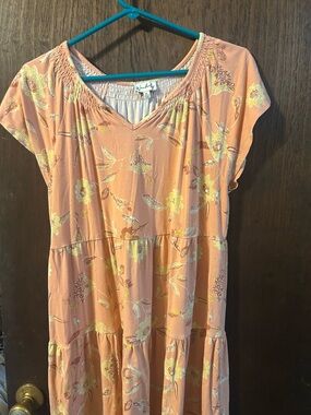 Wonderly Cream and Peach Elastic Waistband Top